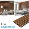 image:imageArt3d 4Piece Wood Slat Acoustic Panels for Stylish Decor and Noise Reduction 3D Textured Panel for Ceiling and Wall CherryDark Walnut