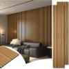 image:imageArt3d 4Piece Wood Slat Acoustic Panels for Stylish Decor and Noise Reduction 3D Textured Panel for Ceiling and Wall CherryTeak