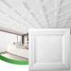 image:imageArt3d Drop Ceiling Tiles 12 Pack 2ft x 2ft PVC Glueup Ceiling Tiles 24x24 Wall Tiles for Indoor Decor Home Office Coffee Shop Restaurant Gym Covers 48 Sq Ft Square BlackSquare White