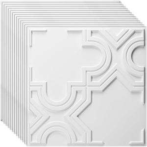 image:imageArt3d Drop Ceiling Tiles 12 Pack 2ft x 2ft PVC Glueup Ceiling Tiles 24x24 Wall Tiles for Indoor Decor Home Office Coffee Shop Restaurant Gym Covers 48 Sq Ft Square BlackWhite