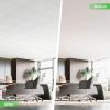 image:imageArt3d 10 Pack Smooth Drop Ceiling Tiles 24x48 Cover 80 Sqft PVC Decorative Ceiling Tiles 2x4 ft FireRated Tiles for Interior Decor Home Office Restaurant and Gym Matte Regular WhiteSquare White