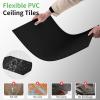 image:imageArt3d 10 Pack Smooth Drop Ceiling Tiles 24x48 Cover 80 Sqft PVC Decorative Ceiling Tiles 2x4 ft FireRated Tiles for Interior Decor Home Office Restaurant and Gym Matte Regular WhiteDeep Regular Black