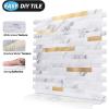 image:imageArt3d 10Sheet Peel and Stick Backsplash Tile for Kitchen Bathroom Fireplace Laundry Room in Distressed WoodVolakas White  Metal Gold