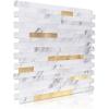 image:imageArt3d 10Sheet Peel and Stick Backsplash Tile for Kitchen Bathroom Fireplace Laundry Room in Distressed WoodVolakas White  Metal Gold