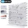 image:imageArt3d 10Sheet Peel and Stick Backsplash Tile for Kitchen Bathroom Fireplace Laundry Room in Distressed WoodVolakas White  Metal Silver