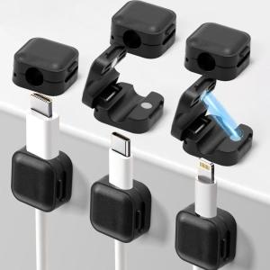 image:imageArt3d 8 Pack Magnetic Cable Clips Black Cable Management Accessories Cord Smooth Adjustable amp Adhesive Backing Cord Organizer for Office Home Organization Desk Wall Nightstand Phone CarBlack