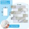 image:imageArt3d Peel and Stick Black with Silver Grout Wall Tiles  10Pack of 12 x12 Thickened Design Backsplash SelfAdhesive Tile for Kitchen amp Bathroom DecorBeige  White