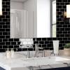 image:imageArt3d Peel and Stick Black with Silver Grout Wall Tiles  10Pack of 12 x12 Thickened Design Backsplash SelfAdhesive Tile for Kitchen amp Bathroom DecorBlack With Silver Grout