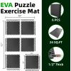 image:imageArt3d 6 Pack 24 x 24 EVA Interlocking Exercise Mats 12 Thick Foam Puzzle Flooring for Workout Gym Equipments Training Areas 24 SqFT BlackBlack