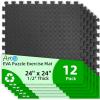 image:imageArt3d 6 Pack 24 x 24 EVA Interlocking Exercise Mats 12 Thick Foam Puzzle Flooring for Workout Gym Equipments Training Areas 24 SqFT BlackBlack