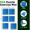 image:imageArt3d 6 Pack 24 x 24 EVA Interlocking Exercise Mats 12 Thick Foam Puzzle Flooring for Workout Gym Equipments Training Areas 24 SqFT BlackBlue