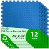 image:imageArt3d 6 Pack 24 x 24 EVA Interlocking Exercise Mats 12 Thick Foam Puzzle Flooring for Workout Gym Equipments Training Areas 24 SqFT BlackBlue