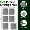 image:imageArt3d 6 Pack 24 x 24 EVA Interlocking Exercise Mats 12 Thick Foam Puzzle Flooring for Workout Gym Equipments Training Areas 24 SqFT BlackGrey