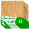 image:imageArt3d 6 Pack 24 x 24 EVA Interlocking Exercise Mats 12 Thick Foam Puzzle Flooring for Workout Gym Equipments Training Areas 24 SqFT BlackTeak