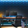 image:imageArt3d 100 Pack Decorative 3D Wall Panels 97 SqFeet PVC Interior Wall Dcor 118x118 BlackJet Black
