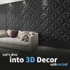 image:imageArt3d 100 Pack Decorative 3D Wall Panels 97 SqFeet PVC Interior Wall Dcor 118x118 BlackLucky LeavesBlack