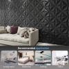 image:imageArt3d 100 Pack Decorative 3D Wall Panels 97 SqFeet PVC Interior Wall Dcor 118x118 BlackLucky LeavesBlack