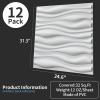 image:imageArt3d 100 Pack Decorative 3D Wall Panels 97 SqFeet PVC Interior Wall Dcor 118x118 BlackMilky White