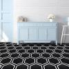 image:imageArt3d 10Pack Hexagon Peel and Stick Flooring Tile Marble Look Self Adhesive Waterproof Vinyl Floor Tile for Living Room Kitchen Bathroom Bedroom 118 x 102 White MarbleBlack Marble