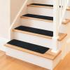 image:imageArt3d Stair Treads for Wooden Steps 15Pcs 8 X 30 X 03 Non Slip Stair Runner Rugs with Reusable Adhesive for Elders Kids and Dogs Machine Washable Peel and Stick Stair Treads Carpet BlackBlack