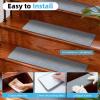 image:imageArt3d Stair Treads for Wooden Steps 15Pcs 8 X 30 X 03 Non Slip Stair Runner Rugs with Reusable Adhesive for Elders Kids and Dogs Machine Washable Peel and Stick Stair Treads Carpet BlackGray