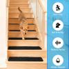 image:imageArt3d Stair Treads for Wooden Steps 15Pcs 8 X 30 X 03 Non Slip Stair Runner Rugs with Reusable Adhesive for Elders Kids and Dogs Machine Washable Peel and Stick Stair Treads Carpet BlackBlack
