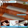 image:imageArt3d Stair Treads for Wooden Steps 15Pcs 8 X 30 X 03 Non Slip Stair Runner Rugs with Reusable Adhesive for Elders Kids and Dogs Machine Washable Peel and Stick Stair Treads Carpet BlackBeige
