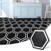 image:imageArt3d 10Pack Hexagon Peel and Stick Flooring Tile Marble Look Self Adhesive Waterproof Vinyl Floor Tile for Living Room Kitchen Bathroom Bedroom 118 x 102 White MarbleBlack Marble