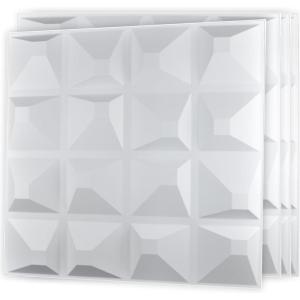 image:imageArt3d 100 Pack Decorative 3D Wall Panels 97 SqFeet PVC Interior Wall Dcor 118x118 BlackDynamic Cubes