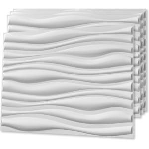 image:imageArt3d 100 Pack Decorative 3D Wall Panels 97 SqFeet PVC Interior Wall Dcor 118x118 BlackMilky White