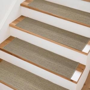 image:imageArt3d Stair Treads for Wooden Steps 15Pcs 8 X 30 X 03 Non Slip Stair Runner Rugs with Reusable Adhesive for Elders Kids and Dogs Machine Washable Peel and Stick Stair Treads Carpet BlackBeige