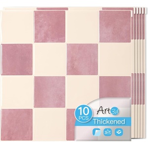 image:imageArt3d 10Pack HeavyDuty Peel and Stick Backsplash 12x12 Inch SelfAdhesive Wall Tile Stick on Kitchen Countertop SandstonePink and Warm White