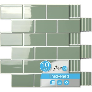 image:imageArt3d Peel and Stick Wall Tiles in Teal  10Pack of 12 x12 Thickened Design Backsplash SelfAdhesive Tile for Kitchen amp Bathroom DecorTeal