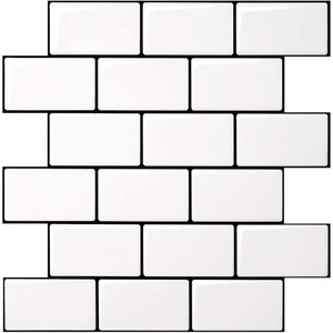 image:imageArt3d Peel and Stick Wall Tiles in Teal  10Pack of 12 x12 Thickened Design Backsplash SelfAdhesive Tile for Kitchen amp Bathroom DecorWhite With Black Grout