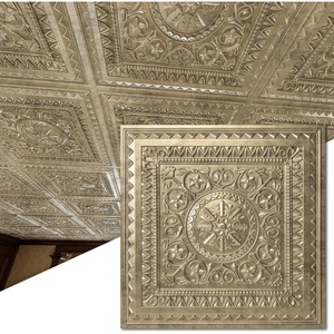 image:imageArt3d 48Pack PVC Drop Ceiling Tiles 192 SqFt 24x24 Decorative Panels for Home and Office 2ft x 2ft MultiPack Crisp White FinishGold
