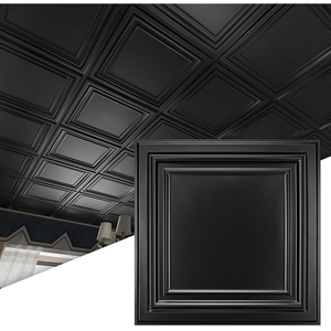 image:imageArt3d 48Pack PVC Drop Ceiling Tiles 192 SqFt 24x24 Decorative Panels for Home and Office 2ft x 2ft MultiPack Crisp White FinishMatte Black