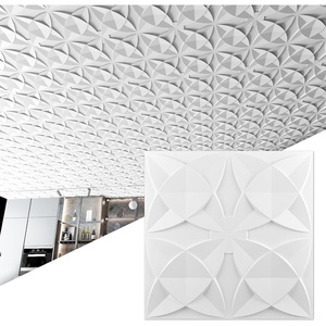 image:imageArt3d 48Pack PVC Drop Ceiling Tiles 192 SqFt 24x24 Decorative Panels for Home and Office 2ft x 2ft MultiPack Crisp White FinishMilk White