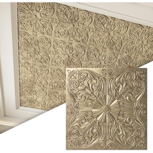 image:imageArt3d 48Pack PVC Drop Ceiling Tiles 192 SqFt 24x24 Decorative Panels for Home and Office 2ft x 2ft MultiPack Crisp White FinishSunset Gold