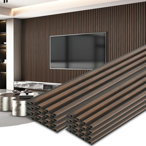 image:imageArt3d 8Pack 96 x 6 WPC Wall Panels 3D Wood Fluted Acoustic Accent Wall Paneling Mondern Wainscoting Panels for Interior Wall Decor Living Room Bedroom Office Covering 32 Sqft WalnutWalnut