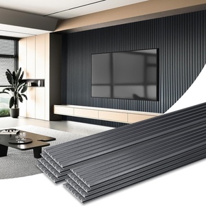 image:imageArt3d 8Pack 96 x 6 WPC Wall Panels 3D Wood Fluted Acoustic Accent Wall Paneling Mondern Wainscoting Panels for Interior Wall Decor Living Room Bedroom Office Covering 32 Sqft WalnutSteel Gray
