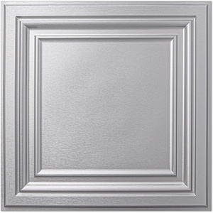 image:imageArt3d PVC Ceiling Tiles 2x2 Plastic Sheet in Pure White 48Pack MultiPackBrushed Silver