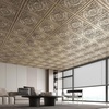 image:imageArt3d Barque Decorative Ceiling Tile 2x2 ft  Pack of 12 Covers 48 Sqft PVC Lightweight Waterproof Drop Ceiling Tiles for Living Room Office amp Commercial Use WhiteAntique Gold
