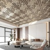 image:imageArt3d Vintage Flower Ceiling Tile 2x2 ft  Pack of 12 Covers 48 Sqft PVC Lightweight Waterproof Drop Ceiling Tiles for Living Room Bedroom Office amp Basement Antique GoldAntique Gold