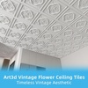 image:imageArt3d Vintage Flower Ceiling Tile 2x2 ft  Pack of 12 Covers 48 Sqft PVC Lightweight Waterproof Drop Ceiling Tiles for Living Room Bedroom Office amp Basement Antique GoldWhite