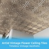 image:imageArt3d Vintage Flower Ceiling Tile 2x2 ft  Pack of 12 Covers 48 Sqft PVC Lightweight Waterproof Drop Ceiling Tiles for Living Room Bedroom Office amp Basement Antique GoldAntique Gold