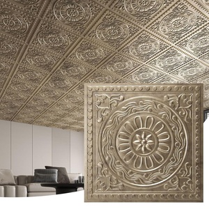 image:imageArt3d Barque Decorative Ceiling Tile 2x2 ft  Pack of 12 Covers 48 Sqft PVC Lightweight Waterproof Drop Ceiling Tiles for Living Room Office amp Commercial Use WhiteAntique Gold