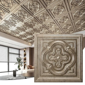image:imageArt3d Vintage Flower Ceiling Tile 2x2 ft  Pack of 12 Covers 48 Sqft PVC Lightweight Waterproof Drop Ceiling Tiles for Living Room Bedroom Office amp Basement Antique GoldAntique Gold