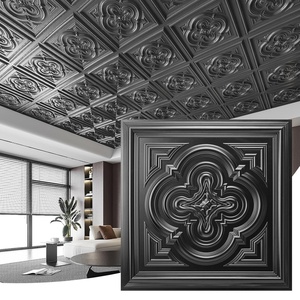 image:imageArt3d Vintage Flower Ceiling Tile 2x2 ft  Pack of 12 Covers 48 Sqft PVC Lightweight Waterproof Drop Ceiling Tiles for Living Room Bedroom Office amp Basement Antique GoldBlack