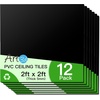 image:imageArt3d 12 Pack PVC Ceiling Tiles 24x48 Inches Glup Up Decorative Ceiling Tiles for Home Gym and Office Covering 96 Sqft Rectangular BlackBlack