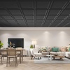 image:imageArt3d 48 Pack PVC Ceiling Tiles 24x24 Inches Waterproof Drop Ceiling TilesWall Panels for Interior Wall Decor Covers 192 Sqft Pure WhiteSquare Black